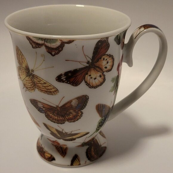 Butterfly Fine Porcelain China Mug Tea Cup - Very Rare Beautiful Butterflies! - Picture 2 of 12